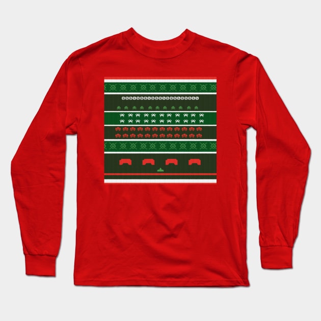 Xmas Invaders Long Sleeve T-Shirt by toastercide